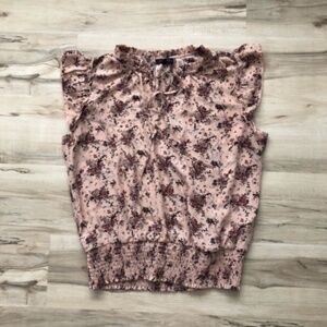 Pink and White Ruffled Smocked Blouse